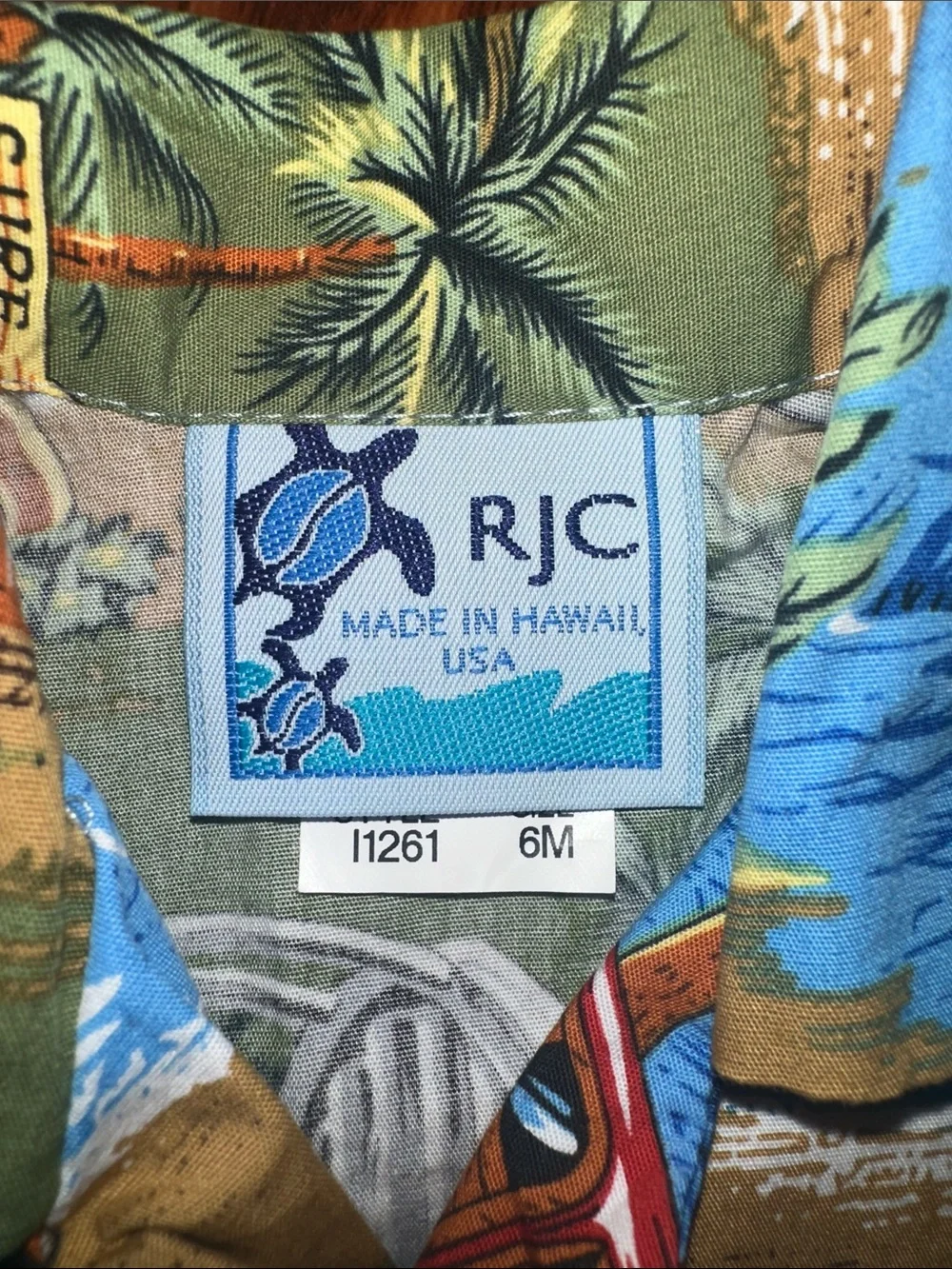 RJC Hawaiian Tropical Print Button-Up Shirt and shorts boys 6M set